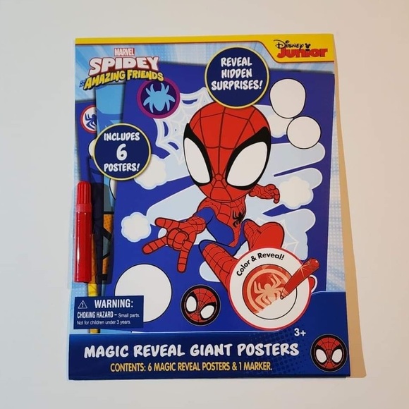 Spiderman Accessories - Marvel Spidey & Friends 6 Magic Reveal Giant Posters and Marker
